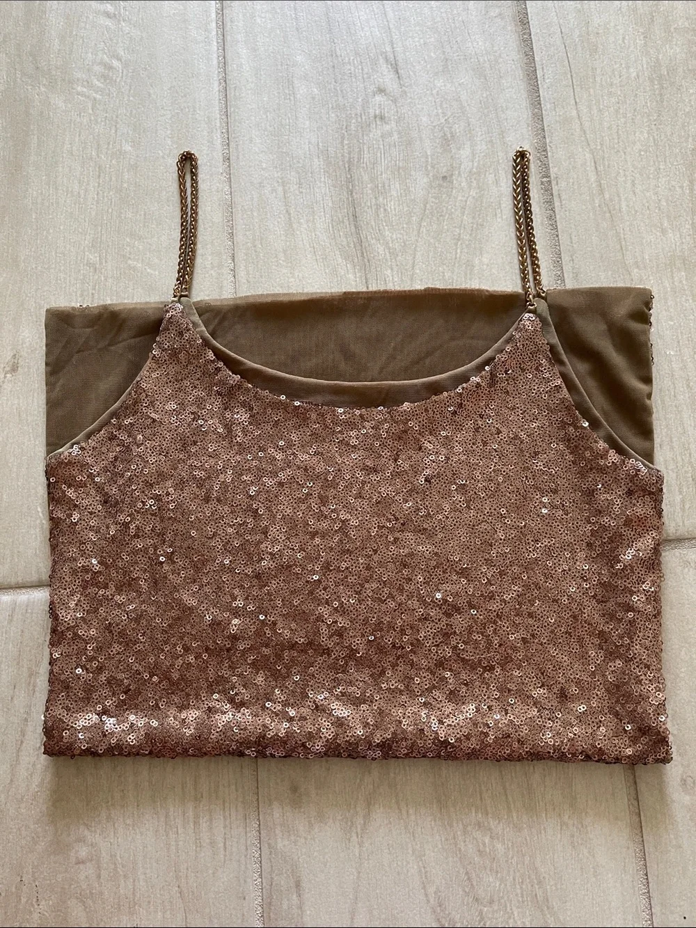 Rose Gold Sequin Spaghetti Strap Tank